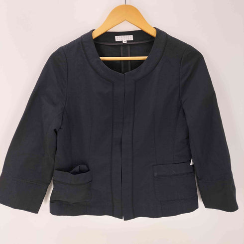 バーニーズニューヨーク BARNEYS NEWYORK ドット柄 ノーカラー ジャケット ワンピース セットアップ アンサンブル レディース 40