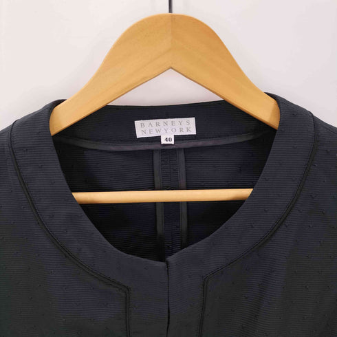 バーニーズニューヨーク BARNEYS NEWYORK ドット柄 ノーカラー ジャケット ワンピース セットアップ アンサンブル レディース 40