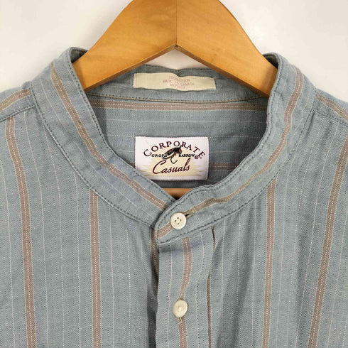 CORPORATE カナダ製 スタンドカラー ストライプ シャツ メンズ import:XXL