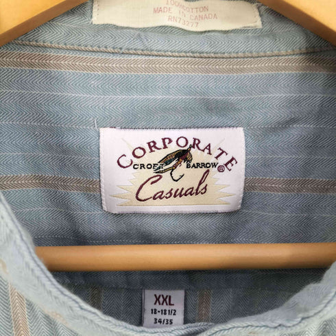 CORPORATE カナダ製 スタンドカラー ストライプ シャツ メンズ import:XXL