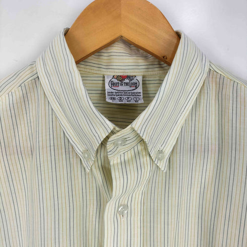 フルーツオブザルーム FRUIT OF THE LOOM ストライプ ポリコットン ボタンダウン シャツ メンズ import:L