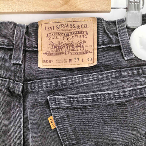 リーバイス Levis 90s USA製 オレンジタブ 505 Regular Fit Straight Reg ブラックデニム メンズ W33L30
