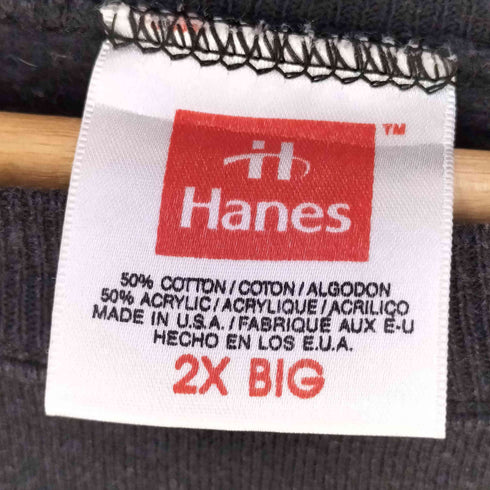 ヘインズ Hanes 90-00s USA製 ラグランスリーブ コットンアクリル クルーネック スウェット メンズ 2X BIG