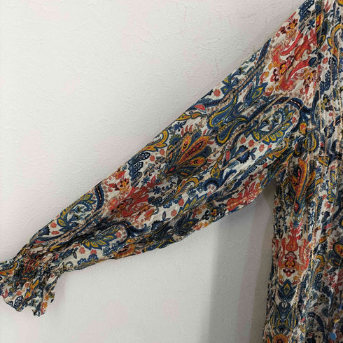 ザラ ZARA ペイズリー柄 ティアードロングワンピース レディース import:S