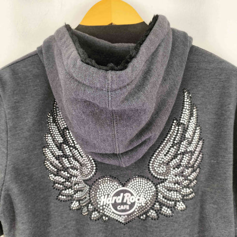 ハードロックカフェ Hard Rock Cafe ラメストーン装飾 ジップアップパーカー レディース