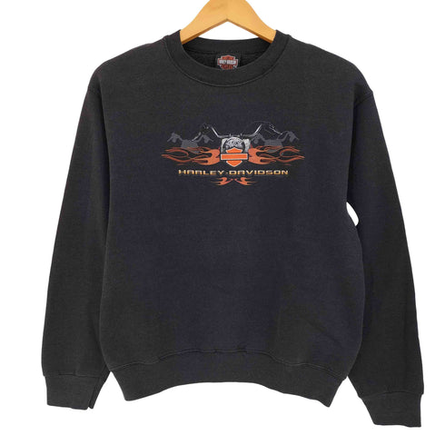 ハーレーダビッドソン HARLEY-DAVIDSON 00s 両面プリント クルーネックスウェット レディース import:L