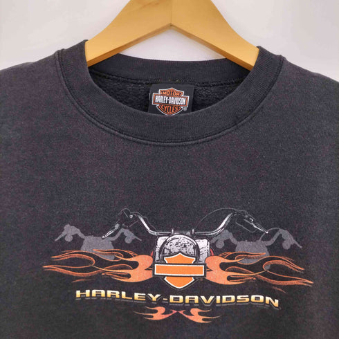 ハーレーダビッドソン HARLEY-DAVIDSON 00s 両面プリント クルーネックスウェット レディース import:L