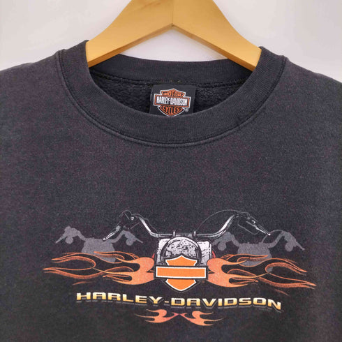 ハーレーダビッドソン HARLEY-DAVIDSON 00s 両面プリント クルーネックスウェット レディース import:L