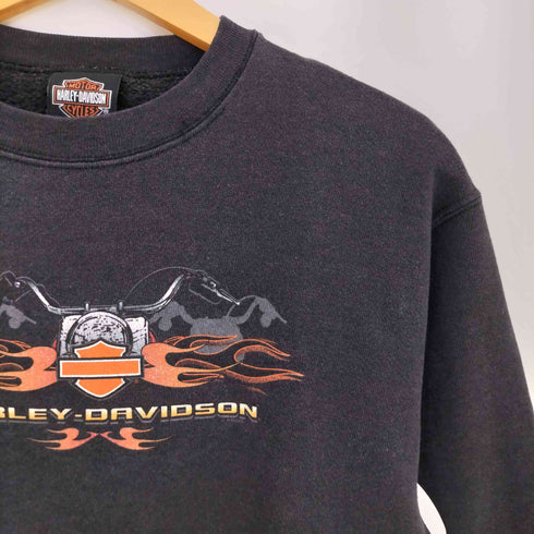 ハーレーダビッドソン HARLEY-DAVIDSON 00s 両面プリント クルーネックスウェット レディース import:L