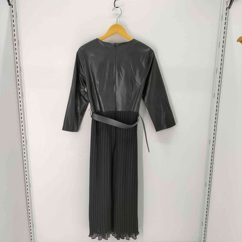 ザラ ZARA フェイクレザー プリーツスカート ドッキング ワンピース ベルト付 レディース import:L