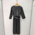 ザラ ZARA フェイクレザー プリーツスカート ドッキング ワンピース ベルト付 レディース import:L