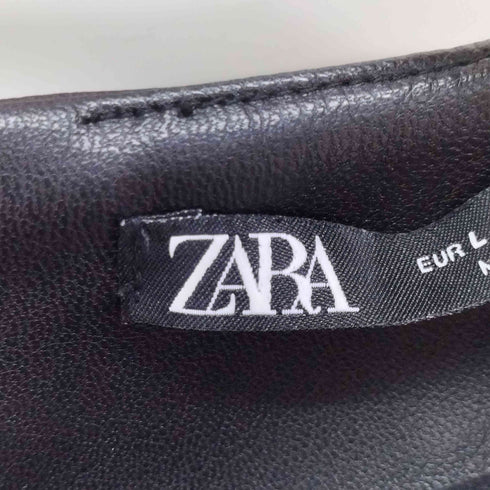 ザラ ZARA フェイクレザー プリーツスカート ドッキング ワンピース ベルト付 レディース import:L