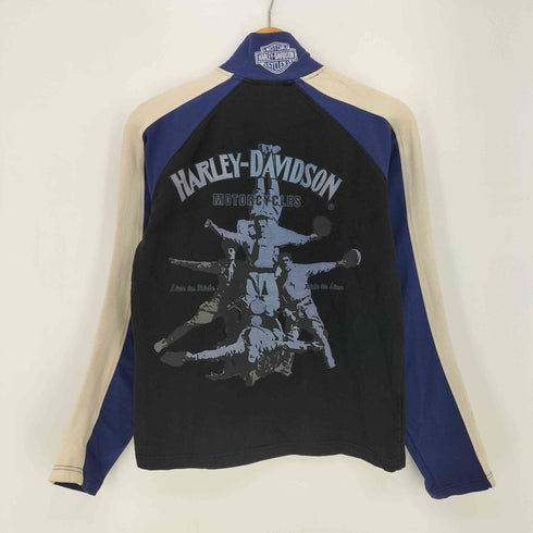 ハーレーダビッドソン HARLEY-DAVIDSON 90s ロゴ刺繍 ハーフジップ ラグランスリーブ カットソー レディース import:M