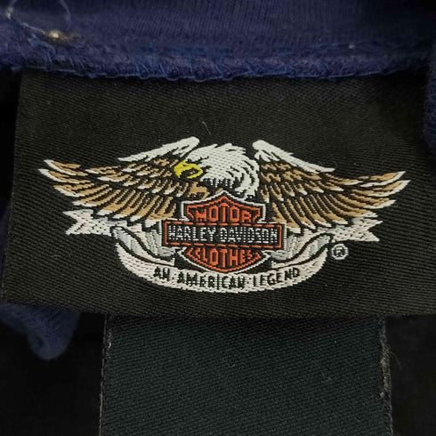 ハーレーダビッドソン HARLEY-DAVIDSON 90s ロゴ刺繍 ハーフジップ ラグランスリーブ カットソー レディース import:M