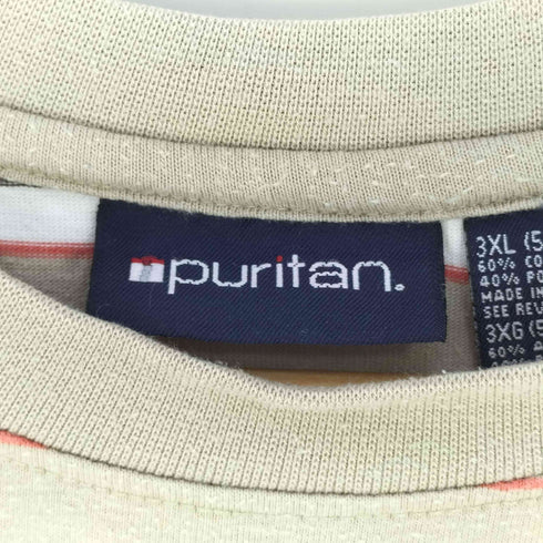 ピューリタン PURITAN 90S インド製 ビッグシルエット ボーダー クルーネック Tシャツ メンズ 3XL
