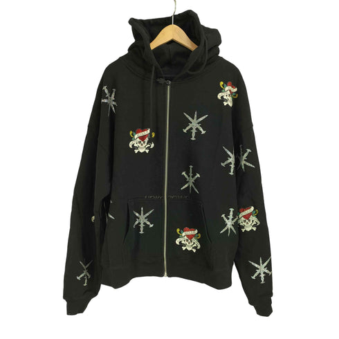 アンノウンロンドン UNKNOWN LONDON 刺繍ストーンデザイン フルジップパーカー メンズ import:XL