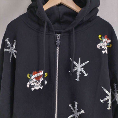 アンノウンロンドン UNKNOWN LONDON 刺繍ストーンデザイン フルジップパーカー メンズ import:XL