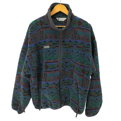 コロンビア Columbia USA製 マルチカラー ボアフリースジャケット メンズ import:L