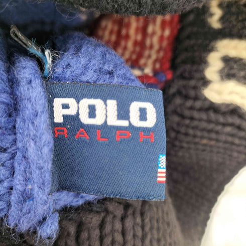 ポロスポーツラルフローレン POLO SPORT RALPH LAUREN 90s HAND KNIT フラッグ プリントニットビーニー メンズ