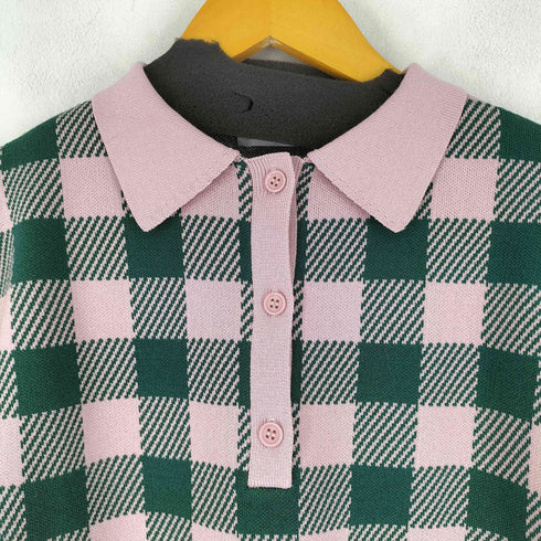 ラグアジェム LAGUA GEM GINGHAM CHECK POLO KNIT レディース FREE
