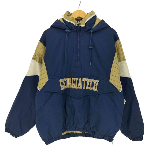 スターター STARTER 90s CEORGIATECH 刺繍 カレッジ ハーフジップ 中綿 アノラックパーカー プルオーバー メンズ import:M