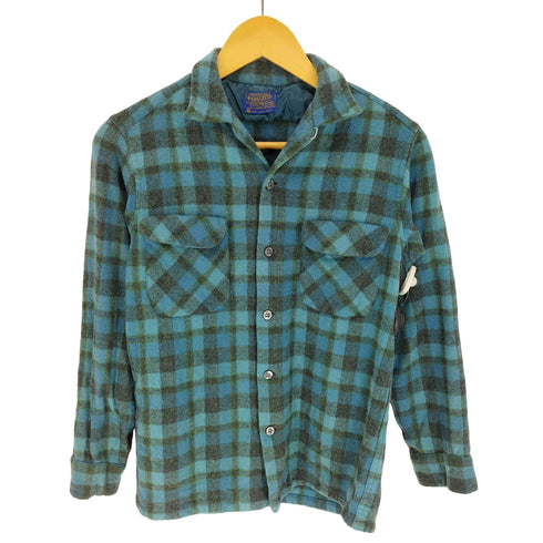ペンドルトン PENDLETON 60S マドラスチェック フラップポケット ウール 開襟 オープンカラー L/S ネルシャツ メンズ import:M