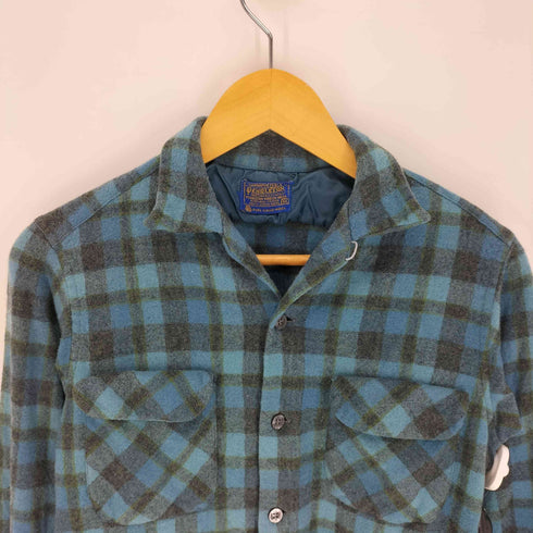 ペンドルトン PENDLETON 60S マドラスチェック フラップポケット ウール 開襟 オープンカラー L/S ネルシャツ メンズ import:M