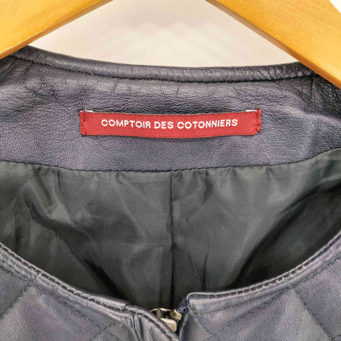 コントワーデコトニエ COMPTOIR DES COTONNIERS ラムレザー フロントジップ シングス ライダースジャケット レディース S