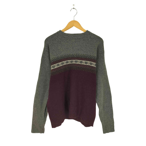 ギャップ Gap 00s OLD ノルディック切替クルーネックウールニット メンズ L