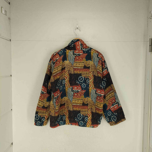 ABVIEN シルク100 総柄ジップジャケット メンズ M