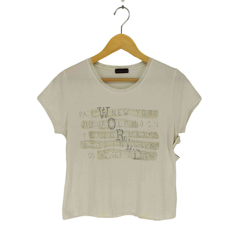 Calabaza Y2K ラインストーン ラメ Tシャツ レディース