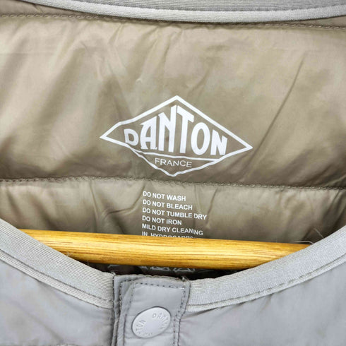ダントン DANTON クルーネックインナーダウンジャケット ノーカラー ロゴ ワッペン レディース 36