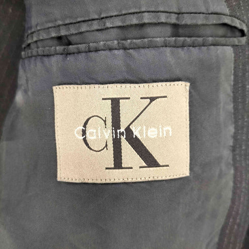 シーケーカルバンクライン ck Calvin Klein 日本製 ストライプ ウール 3B テーラードジャケット 2タック スラックス セットアップ メンズ 38 32