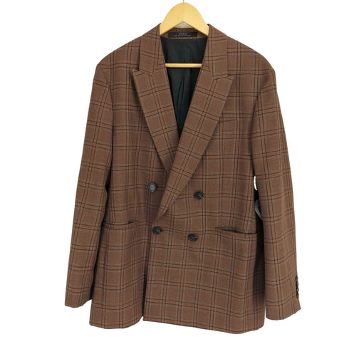 ザラ ZARA チェック 2B ダブルブレスト テーラードジャケット メンズ