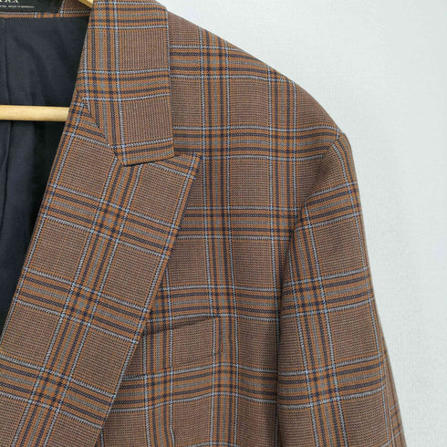 ザラ ZARA チェック 2B ダブルブレスト テーラードジャケット メンズ