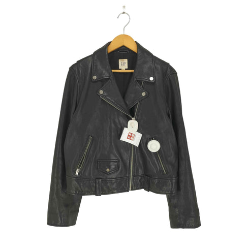 ギャップ Gap lamb leather ラムレザーダブルライダースジャケット レディース L