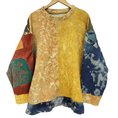 パイル地 ドッキング クルーネック スウェット メンズ import:M