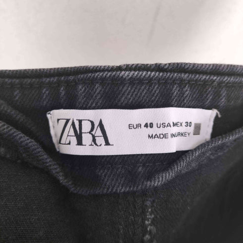 ザラ ZARA タックブラックワイドデニムパンツ レディース S