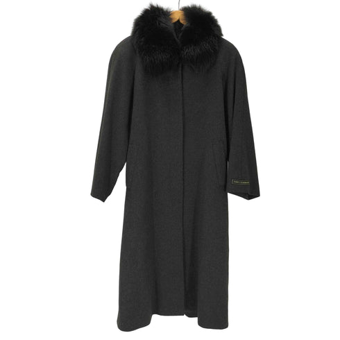 ピュア カシミヤ pure cashmere PURE CASHMERE 100% & Real Fur Balmacaan Coat ピュア カシミア 100% 襟リアルファー バルマカーン ステンカラー ロング コート 比翼 レディース 11