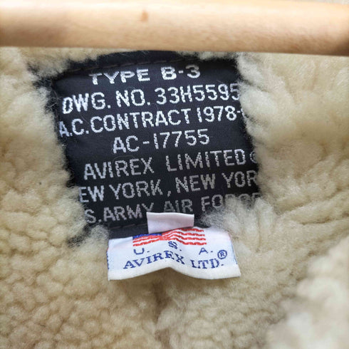 アヴィレックス AVIREX B-3 ムートンフライトジャケット メンズ 40