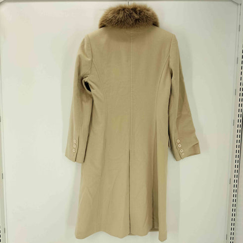 カシミヤ CASHMERE CASHMERE 100% & Real Fur Balmacaan Coat カシミア 100% 襟 フォックス リアルファー バルマカーン ステンカラー ロング コート 比翼 レディース import:M