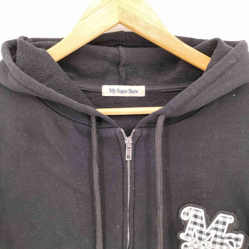 マイシュガーベイブ My Sugar Babe / MSB Assort appliqué zip hoodie ダブルジップ パーカー レディース import:L