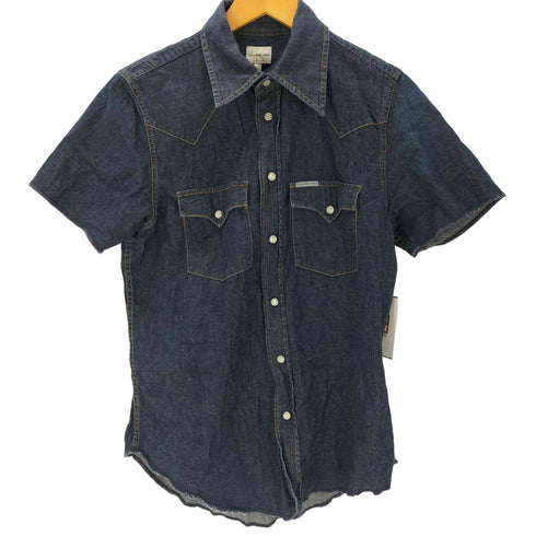 カルバンクラインジーンズ Calvin Klein Jeans S/S 袖 裾 カットオフ リメイク ウエスタン デニム シャツ メンズ import:M