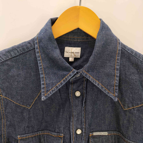 カルバンクラインジーンズ Calvin Klein Jeans S/S 袖 裾 カットオフ リメイク ウエスタン デニム シャツ メンズ import:M