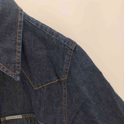 カルバンクラインジーンズ Calvin Klein Jeans S/S 袖 裾 カットオフ リメイク ウエスタン デニム シャツ メンズ import:M