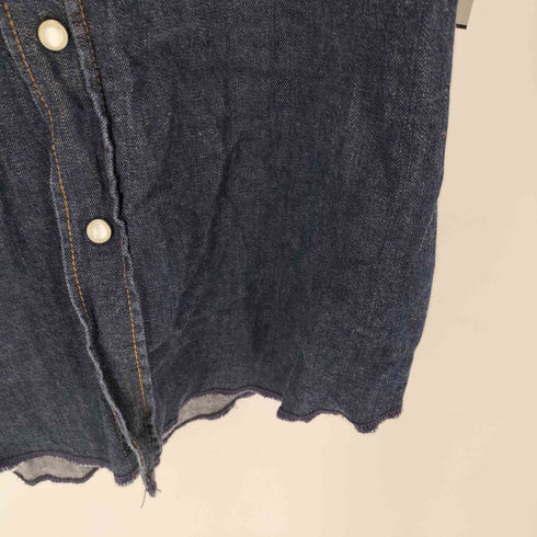 カルバンクラインジーンズ Calvin Klein Jeans S/S 袖 裾 カットオフ リメイク ウエスタン デニム シャツ メンズ import:M