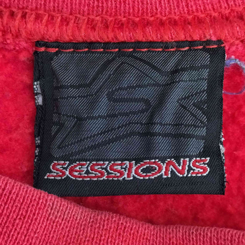 90s SESSIONS SNOWBOADING ロゴプリント 裏起毛 スウェットトレーナー メンズ