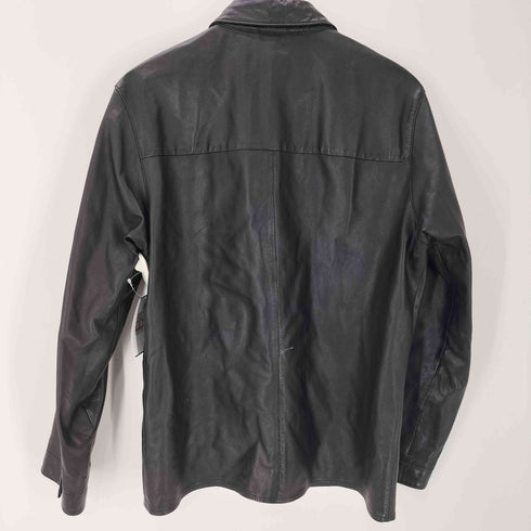 カルバンクライン CALVIN KLEIN L/S 羊革 ラムレザー シャツ ジャケット 襟芯 メンズ import:L