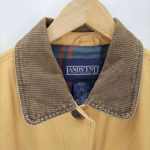 ランズエンド LANDS END 00S 裏地チェック 襟 コーデュロイ コットン ワーク ハンティング カバーオール ジャケット レディース import:S