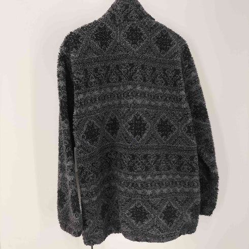 ウールリッチ WOOLRICH 90S USA製 総柄 ノルディック柄 ボア フリース ハーフジップ アノラック プルオーバー 裾 ドローコード メンズ import:L
